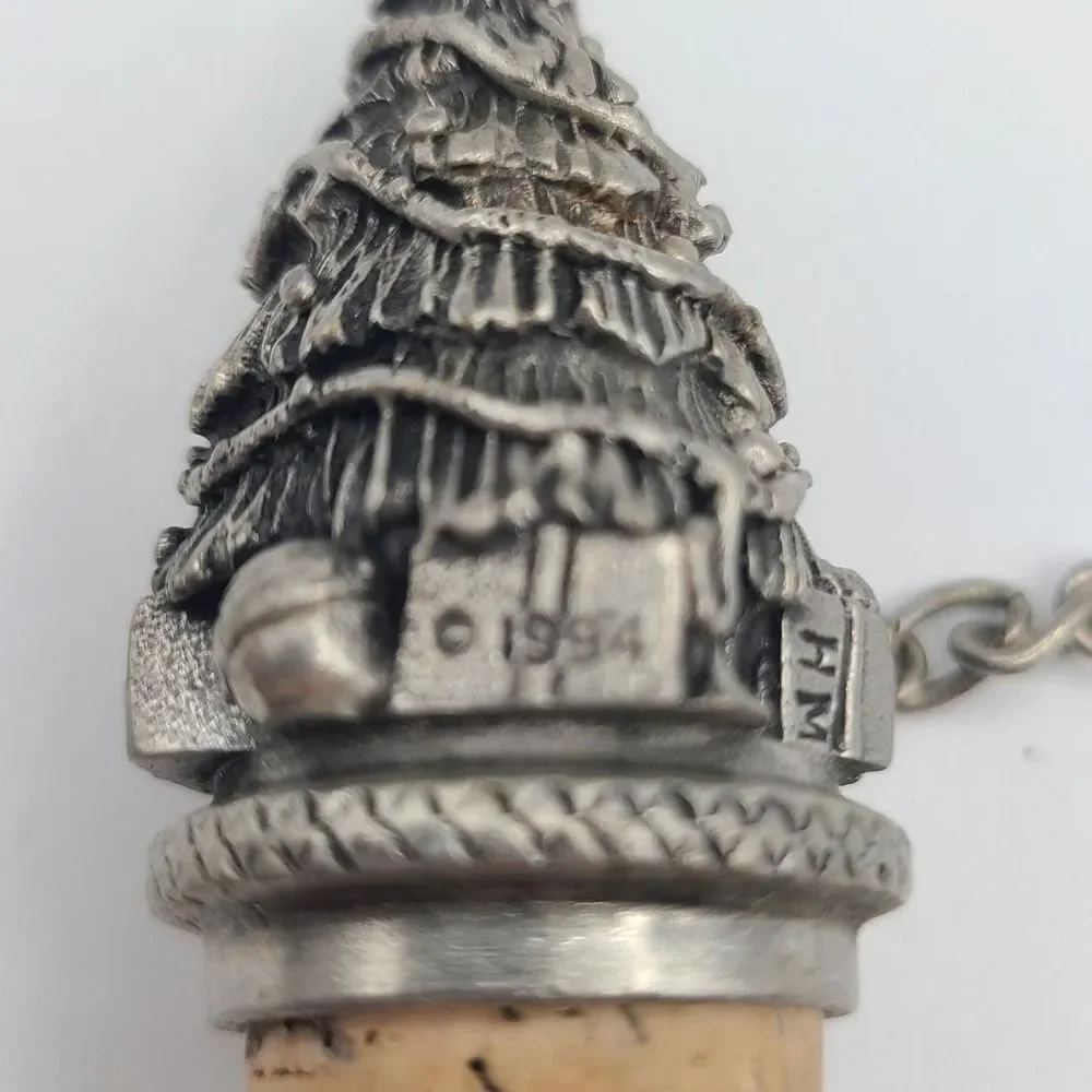 Set of 4 Christmas Themed Wine Bottle Stopper Cork Jingle Bell Tree Ball